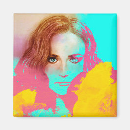Kleurrijk Meisje Pop art Vierkante Magneet - Inten
