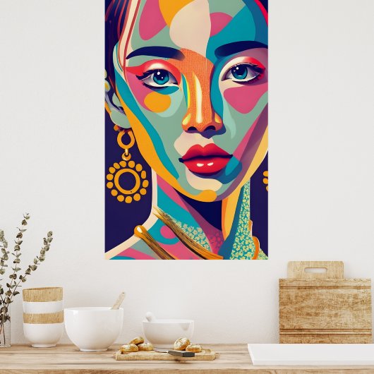 Kleurrijk meisje poster (Keuken)