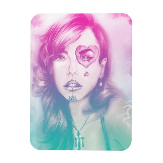 Kleurrijk meisje uit het harteloog Foto Magnet - R Magneet (Verticaal)