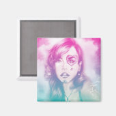 Kleurrijk meisje uit het harteloog Square Magnet - (Voorkant / Achterkant)