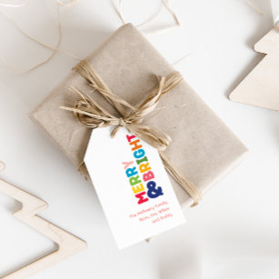 Kleurrijk Merry and Bright Gift Label Cadeaulabel