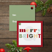 Kleurrijk Merry & Bright Vierkant Cadeau Bedankjes Labels