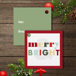 Kleurrijk Merry & Bright Vierkant Cadeau Bedankjes Labels
