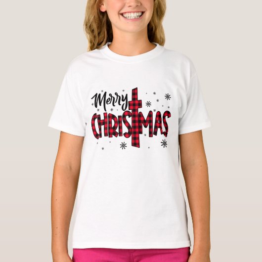 Kleurrijk Merry Christmas Typography Design T-shirt (Voorkant)