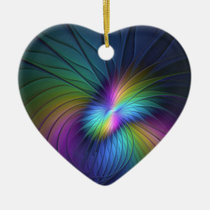 kleurrijk met blauw modern Abstract fractaal hart Keramisch Ornament
