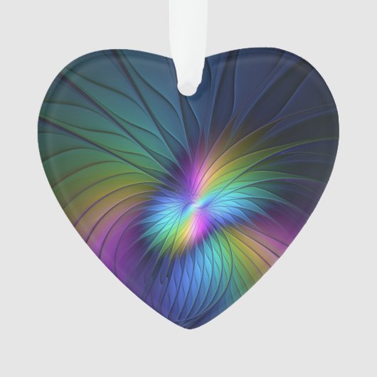 kleurrijk met blauw modern Abstract fractaal hart Ornament (voorkant)