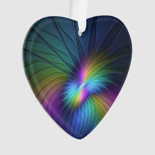 kleurrijk met blauw modern Abstract fractaal hart Ornament (voorkant)