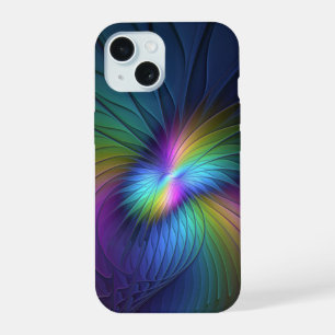 Kleurrijk met blauwe moderne abstracte fractal kun iPhone 15 case