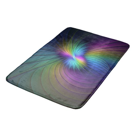 Kleurrijk met blauwe, moderne Abstracte fractale k Badmat (Gekanteld)