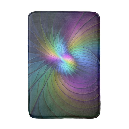 Kleurrijk met blauwe, moderne Abstracte fractale k Badmat (Voorkant Verticaal)