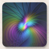 Kleurrijk met blauwe, moderne Abstracte fractale k Bier Onderzetter (Voorkant)