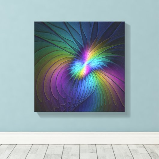 Kleurrijk met blauwe, moderne Abstracte fractale k Canvas Afdruk (Insitu (Houten vloer))