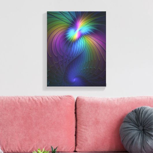 Kleurrijk met blauwe, moderne Abstracte fractale k Canvas Afdruk (Insitu (Woonkamer))