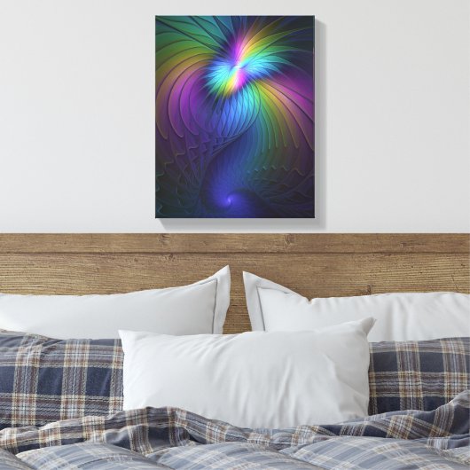 Kleurrijk met blauwe, moderne Abstracte fractale k Canvas Afdruk (Insitu (Slaapkamer))