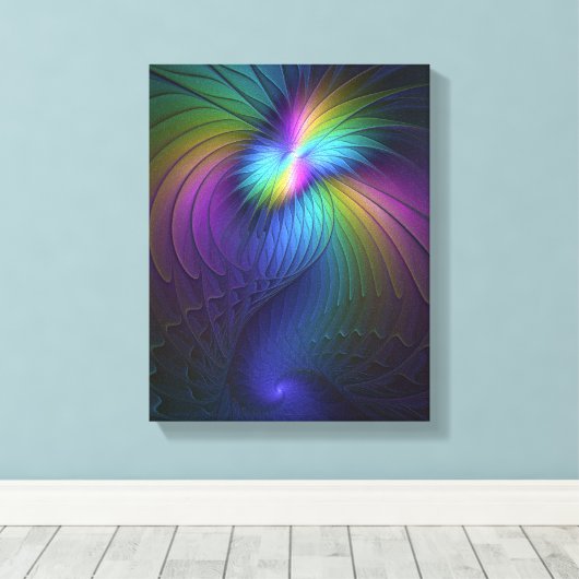 Kleurrijk met blauwe, moderne Abstracte fractale k Canvas Afdruk (Insitu (Houten vloer))