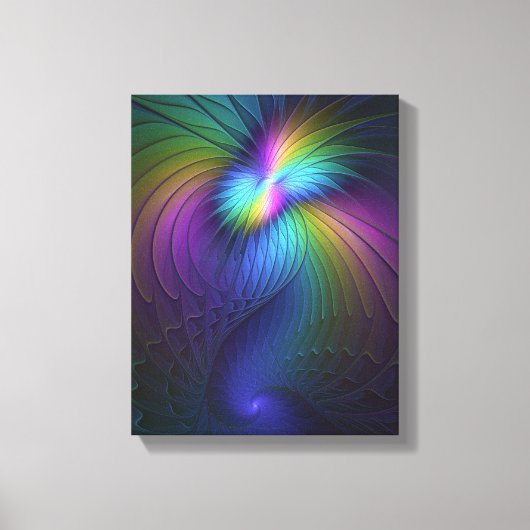 Kleurrijk met blauwe, moderne Abstracte fractale k Canvas Afdruk (Voorkant)