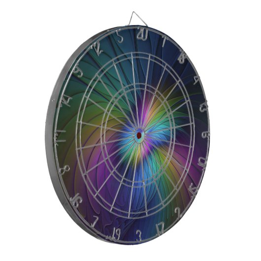 Kleurrijk met blauwe, moderne Abstracte fractale k Dartbord (Voorkant Links)