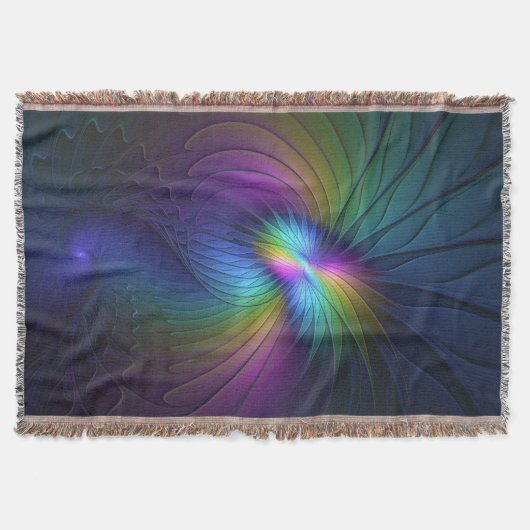 Kleurrijk met blauwe, moderne Abstracte fractale k Deken (Voorkant)