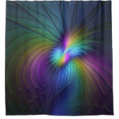 Kleurrijk met blauwe, moderne Abstracte fractale k Douchegordijn (Voorkant)