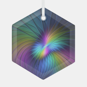 Kleurrijk met blauwe, moderne Abstracte fractale k Glas Ornament