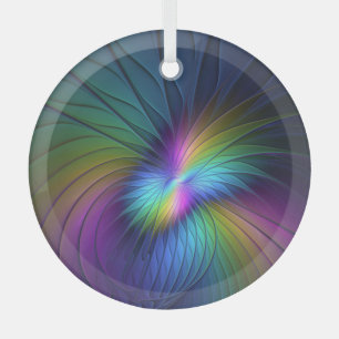 Kleurrijk met blauwe, moderne Abstracte fractale k Glas Ornament