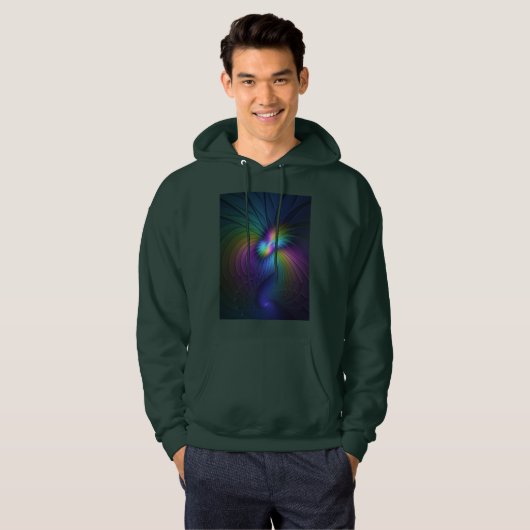 Kleurrijk met blauwe, moderne Abstracte fractale k Hoodie (Voorkant volledig)