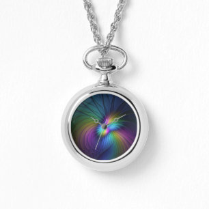 Kleurrijk met blauwe, moderne Abstracte fractale k Horloge