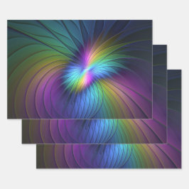 Kleurrijk met blauwe, moderne Abstracte fractale k Inpakpapier Vel