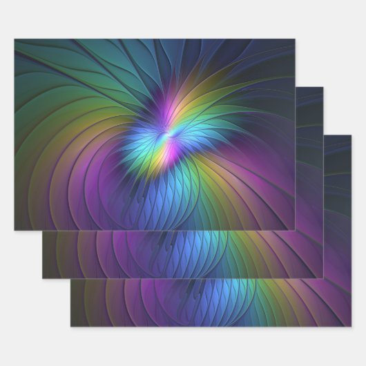 Kleurrijk met blauwe, moderne Abstracte fractale k Inpakpapier Vel (Set)