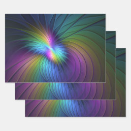 Kleurrijk met blauwe, moderne Abstracte fractale k Inpakpapier Vel