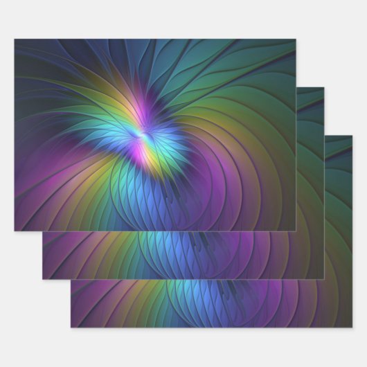 Kleurrijk met blauwe, moderne Abstracte fractale k Inpakpapier Vel (Set)