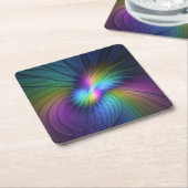 Kleurrijk met blauwe, moderne Abstracte fractale k Kartonnen Onderzetters (Schuin)