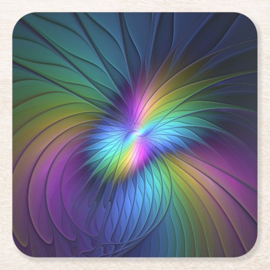 Kleurrijk met blauwe, moderne Abstracte fractale k Kartonnen Onderzetters (Voorkant)