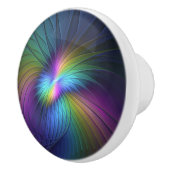 Kleurrijk met blauwe, moderne Abstracte fractale k Keramische Knop (Rechts)