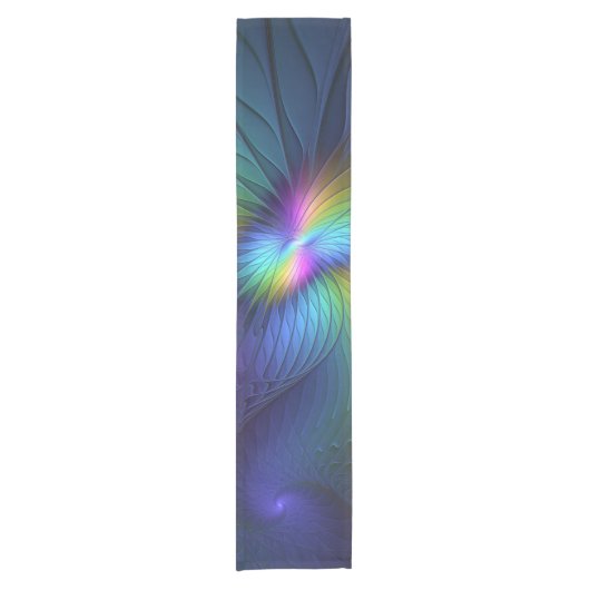 Kleurrijk met blauwe, moderne Abstracte fractale k Korte Tafelloper (Voorkant)