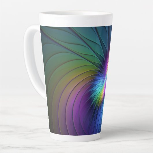 Kleurrijk met blauwe, moderne Abstracte fractale k Latte Mok (Linkerhoek)