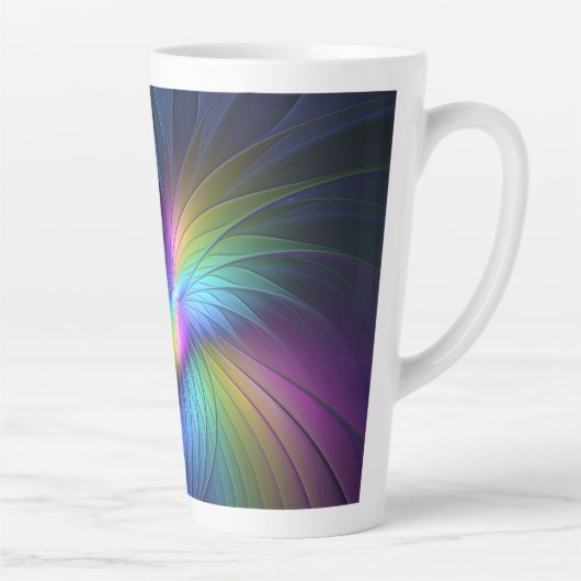 Kleurrijk met blauwe, moderne Abstracte fractale k Latte Mok (Rechts)