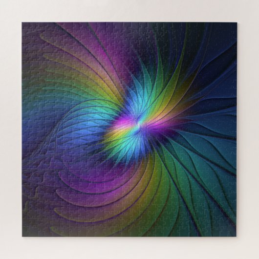 Kleurrijk met blauwe, moderne Abstracte fractale k Legpuzzel (Horizontaal)