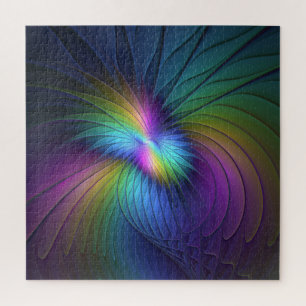 Kleurrijk met blauwe, moderne Abstracte fractale k Legpuzzel