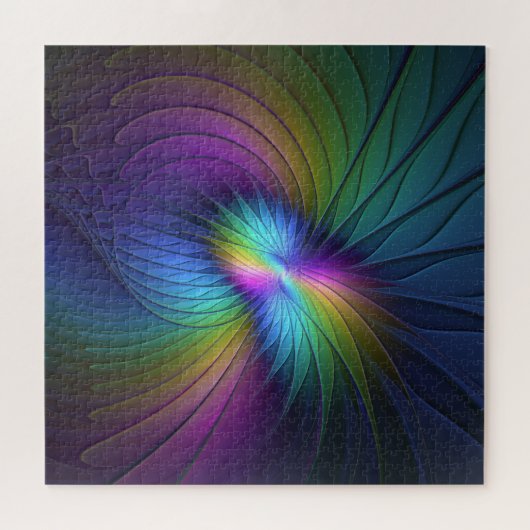 Kleurrijk met blauwe, moderne Abstracte fractale k Legpuzzel (Horizontaal)