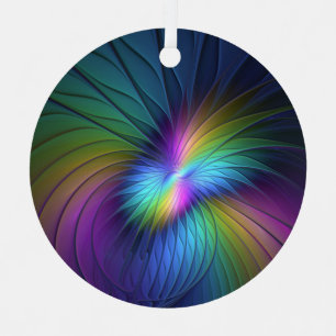 Kleurrijk met blauwe, moderne Abstracte fractale k Metalen Ornament