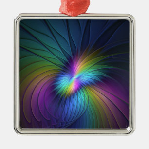 Kleurrijk met blauwe, moderne Abstracte fractale k Metalen Ornament