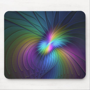 Kleurrijk met blauwe, moderne Abstracte fractale k Muismat