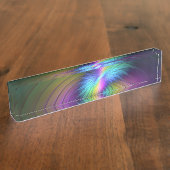 Kleurrijk met blauwe, moderne Abstracte fractale k Naambordje (Zijkant)