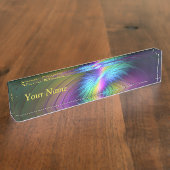 Kleurrijk met blauwe, moderne Abstracte fractale k Naambordje (Zijkant)