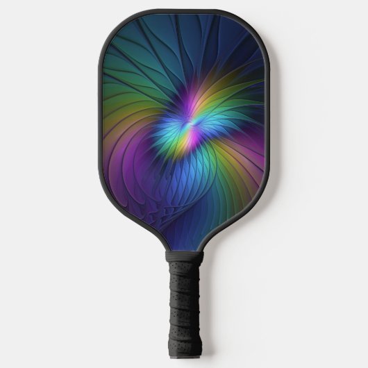Kleurrijk met blauwe, moderne Abstracte fractale k Pickleball Paddle (Voorkant)