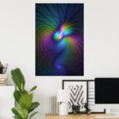 Kleurrijk met blauwe, moderne Abstracte fractale k Poster (Thuiskantoor)