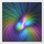 Kleurrijk met blauwe, moderne Abstracte fractale k Raamsticker (Vel)