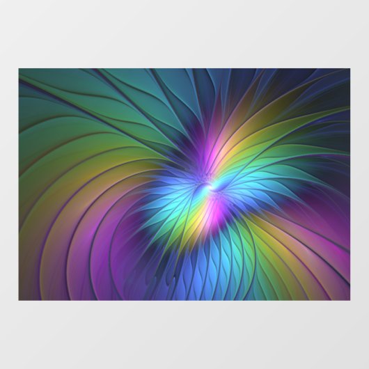 Kleurrijk met blauwe, moderne Abstracte fractale k Raamsticker (Vel)