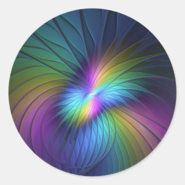 Kleurrijk met blauwe, moderne Abstracte fractale k Ronde Sticker